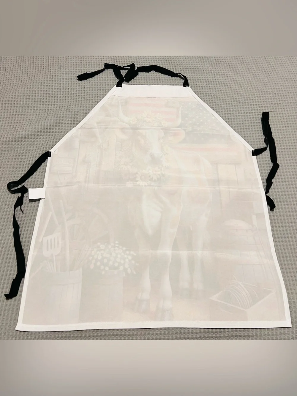 Farmhouse Cow Apron Patriotic American Flag Floral Kitchen BBQ New